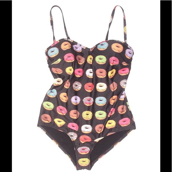 Womens one piece donut print swimsuit